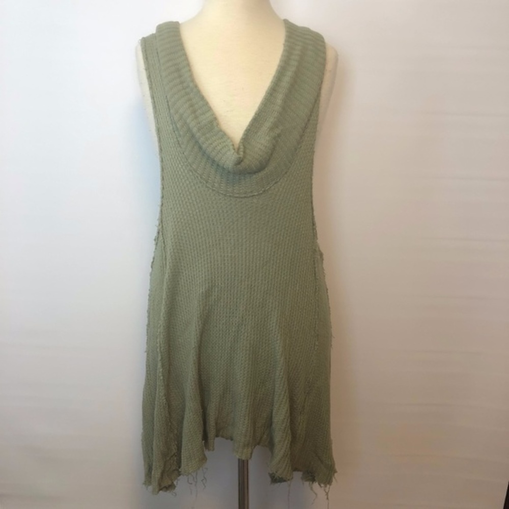 Free People Green Knitted Tank Top Shirt ((Small))